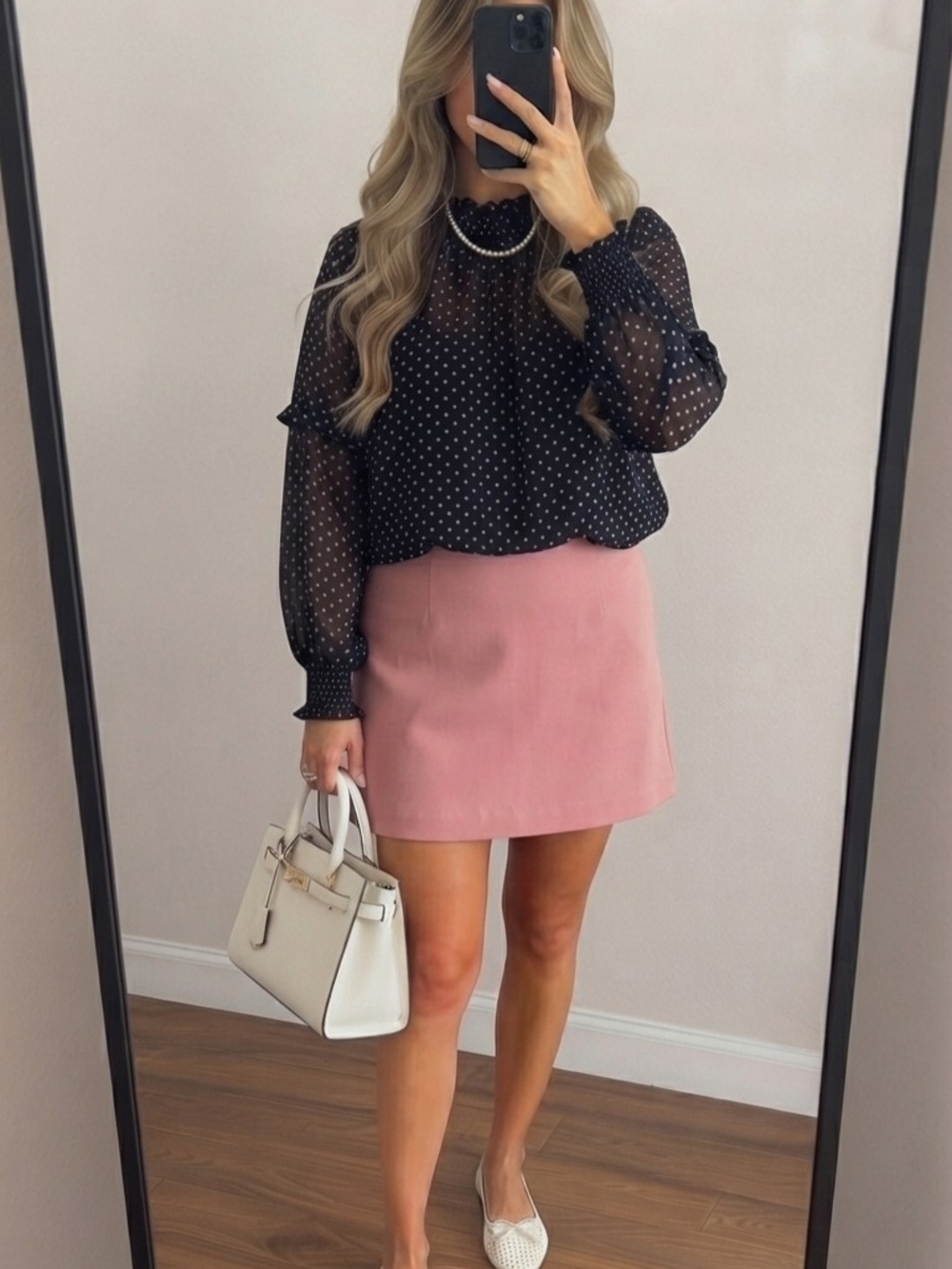 Zac & Rachel Black Sheer Polka Dot Blouse